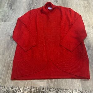 Laura Scott Cozy Red Knit sweater with cardigan attached size petite large